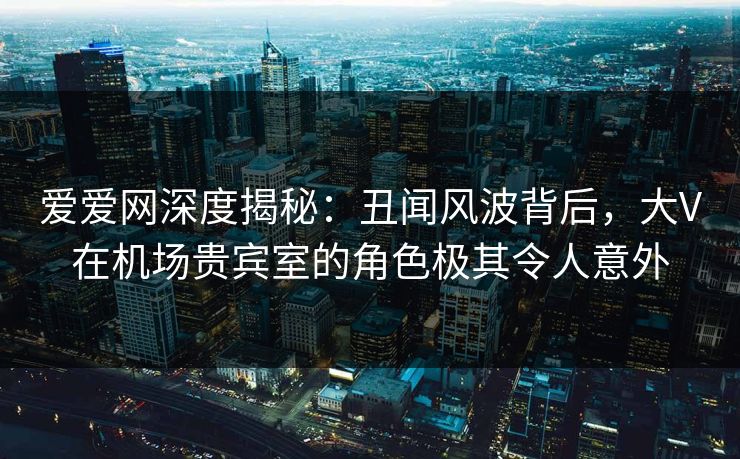 爱爱网深度揭秘：丑闻风波背后，大V在机场贵宾室的角色极其令人意外