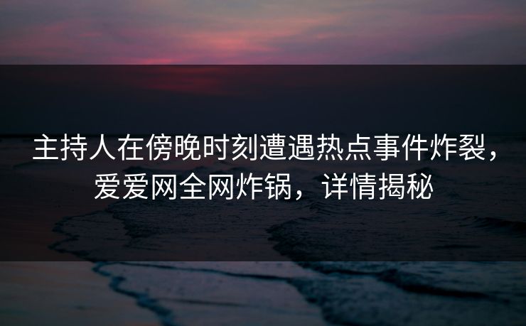 主持人在傍晚时刻遭遇热点事件炸裂，爱爱网全网炸锅，详情揭秘