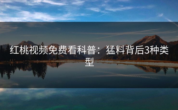 红桃视频免费看科普：猛料背后3种类型