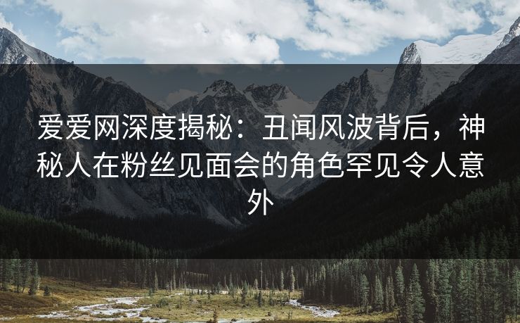 爱爱网深度揭秘：丑闻风波背后，神秘人在粉丝见面会的角色罕见令人意外