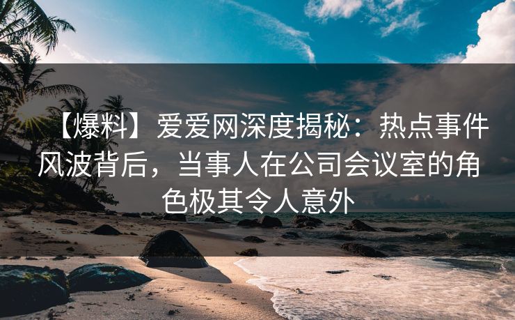 【爆料】爱爱网深度揭秘：热点事件风波背后，当事人在公司会议室的角色极其令人意外