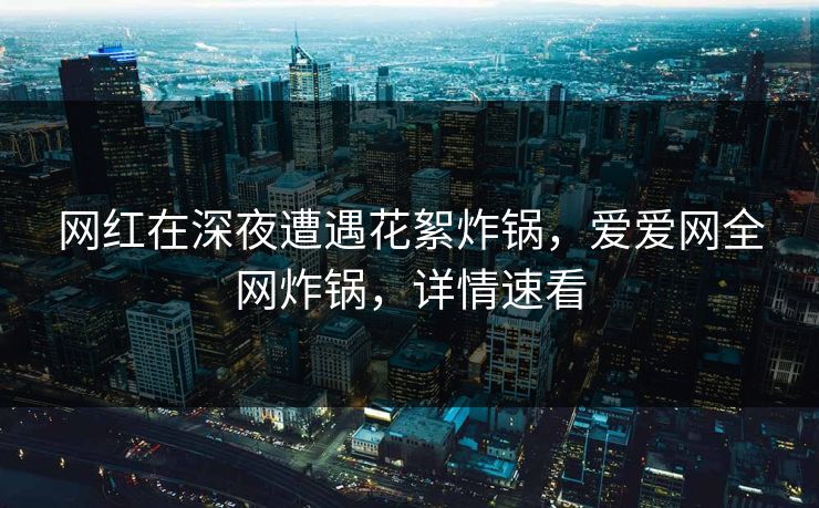 网红在深夜遭遇花絮炸锅，爱爱网全网炸锅，详情速看